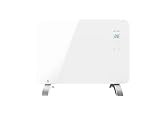 EVVO Convector C1000 Cristal Blanco - Calefactor Bajo Consumo 1.000W, Radiador Electrico Bajo Consumo, Calefactor Baño, Cristal Templado, Táctil, Wifi, Instalación Suelo/Pared, Google Home Alexa