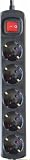 Silver Electronics - Regleta Enchufe con 5 Tomas con Interruptor, Negro, 5 Enchufes, Cable de 1,5 Metros, Protección Infantil, Toma de Tierra