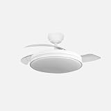 ABRILA - Ventilador DC Relámpago 60W | 3 Aspas Desplegables | LED Integrado | Control Remoto | Regulable en Intensidad | Temporizador | 36x48/107 cm