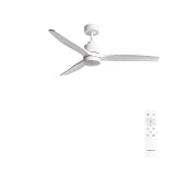 CREATE / WINDSTYLANCE M/Ventilador de techo ABS con luz blanco con mando/ 40W, Silencioso, Ø132 cm, 6 velocidades, temporizador, verano-invierno, doble altura, motor DC