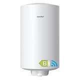 COMFEE' D80-15EFG Calentador de Agua Eléctrico Vertical 80 L, WiFi, Blanco | Control Remoto por APP, Tamaño Compacto, Fácil Instalación, Clase B, 1500W Calentamiento rápido, Montaje sin Retaladrar