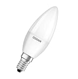 Osram Lámpara LED Base Classic B, en forma de vela con casquillo E14, no regulable, reemplaza 40 vatios, mate, blanco frío - 4000 Kelvin, paquete de 4