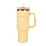 Flamingueo Termo 1,18L - Botella Agua Acero Inoxidable - Tumbler - Con Pajita y Asa - Bebidas Frías 24h y Calientes 10h - Vaso Termico