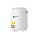 EVVO Nevera Mini Retro F4 de 4 L para Cremas, Maquillaje y Belleza, Blanco | Portátil para Habitación, Oficina y Coche, Conexión 12V/220V y Función Frío y Calor