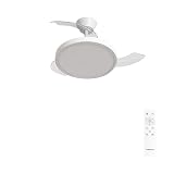 CREATE / WIND CLEAR STUDIO S/Ventilador de techo con luz blanco con mando / 40W, Temporizador, Ø 91 cm, 6 velocidades, aspas retráctiles, 3 temperaturas de luz, función verano-invierno