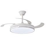NARVI Ventilador de Techo | Control Remoto | 3 Palas Transparentes | Iluminación LED Ajustable 60W| Motor DC Eficiente | Función Invierno/Verano | Blanco