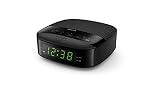 Philips Radiodespertador R3205/12 FM Radio (Alarma Dual, Temporizador, Diseño Compacto, Radio Digital FM, Batería de Reserva), Color Negro
