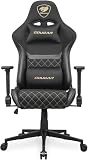 COUGAR Armor One V2 Gold F - Silla para Juegos, Superficie de Tela Tejida, reposabrazos Plegables 4D, reclinable de 155°, Ajuste de Altura de elevación de pistón, Soporte de Peso de hasta 120 kg,