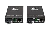 BAUDCOM Convertidor multimedia de fibra Gigabit Ethernet 10/100/1000M, transceptores SC individuales, modo único 20 KM, RJ45 a 1000Base-LX, BIDI 20 KM