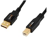 Amazon Basics Cable USB-A 2.0 Macho a USB-B Macho con Conectores Dorados para Impresora (1.8 m), Negro