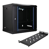 Extralink Armario Rack 19 Pulgadas 9U de Pared 400 mm con Estante 60 kg | Estante incluido y puerta de cristal templado con cerradura: tu red ordenada y bien protegida en solo 400 mm de fondo