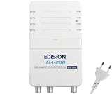 EDISION LIA-200 Amplificador Interior de Vivienda UHF/VHF, 12-24db Ajustable, 104dBmV, para Digitale Terrestre DVB-T/T2, con Filtro 5G LTE, 1 Entrada, 2 Salidas