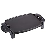 JATA GR205 - Plancha de Asar Eléctrica 1000W, Grill Antiadherente Durastone Libre PFOA, Termostato Regulable, Superficie: 28 x 22 cm, Bandeja Salsera