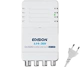 EDISION LIA-301 Amplificador Interior de Vivienda UHF/VHF, 5-20db Ajustable, 98dBmV, para Digitale Terrestre DVB-T/T2, con Filtro 5G LTE, 1 Entrada, 3 Salidas, Conectores CEI