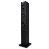 NGS Sky Charm – Torre de Sonido Bluetooth 50 W con Mando a Distancia, Entrada Óptica para TV, Puerto USB, Radio FM y Entrada AUX IN, Compatible con TV, Color Negro