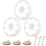 Luz Nocturna LED Recargable por USB, Sensor de Movimiento para Interiores | 3 Modos (AUTO/ON/Off), 8 LED, Luz LED Inalámbrica para Dormitorio, Armarios, Pasillo, Escaleras, Garaje (3 Pack, Blanco)