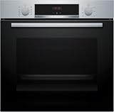 Bosch - Horno Multifunción, Serie 4, 60 cm. de ancho, Asistente de limpieza con agua, 3D Hotair, Acero, HBA514ES3