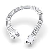 EZDIY-FAB EPS 8 pines hembra a CPU 8 pines (4+4) ATX 4 pines macho Cable de extensión de alimentación para placa base de 11,8 pulgadas (30 cm)-Todo blanco