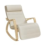 SONGMICS Silla Mecedora, con Apoyabrazos de Madera de Abedul