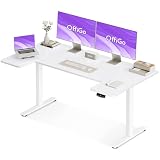 OffiGo Mesa Elevable Escritorio con Memoria, 140×70 cm, Blanco | Cubierta en forma de U, 2 memorias, eescritorio elevable para oficina en casa, mesa regulable 72-119 cm, motor silencioso