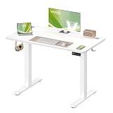 VASAGLE Escritorio Elevable Eléctrico, 4 Memorias, 100 x 60 cm | Mesa Ajustable Altura, 72-120 cm, Aviso Sedentario, Oficina, Blanco, Colección BALOK, LSD310WZ03