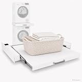 kör4u Marco intermedio blanco con placa extraíble para lavadora y secadora, acero, 60,5 x 54,5 cm, incluye correa de amarre blanca