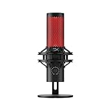 HyperX Quadcast 2 - Micrófono USB para gaming, streaming, podcast, cuatro patrones polares, controles, LED, antivibración, para PC, PS4, PS5 y Mac, Negro y Rojo