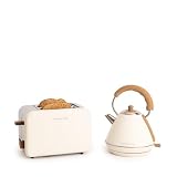 CREATE/PACK TOAST RETRO + KETTLE RETRO M/Tostadora de pan blanco roto con hervidor de agua blanco roto/Hervidor de 1 L