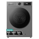 Hisense WD1I9042BTF2 - Lavasecadora 9 kg/5 kg, Fondo 47cm, 1400 rpm, Lavado y Secado 59', Dispensador Automix, Programa Lavado Auto, Función Antiarrugas, Lavado Pure Jet, Función Vapor 99,9%, Silver