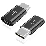 Tobfit Adaptador micro USB a USB C (2 unidades), adaptador USB-C macho a micro USB hembra para Samsung Galaxy, teléfonos móviles tipo C, tabletas y más (negro)