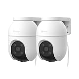 EZVIZ 2PCS Cámara Vigilancia WiFi Exterior 360°,1080P Cámara IP de Seguridad,Visión Nocturna en Color,IA Detección de Personas,Seguimiento Automático,Audio Bidireccional,Sirena, Alexa/Google,C8c 2MP