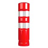 PARKING FACIL | Hito Cilíndrico H-75 en Color Rojo con Bandas Reflectantes | Elemento de Seguridad Vial para Carreteras, Parking, Garajes | Incluye Tornillería | Tamaño: 75 cm