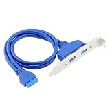 xiwai 2 puertos USB 3.0 Hub hembra panel trasero a placa base de 20 pines Cable conector de 50 cm con soporte PCI