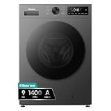 Hisense WF1I9042BTP2 - Lavadora 9 Kg, 1400 rpm, Clase A, Fondo 51cm, Lav. Power 49’ y Rápidos 30' y 15', Dispensador Automix, Lavado Auto Wash, Antiarrugas, Función Vapor 99,9%, Lavado Pure Jet, Inox