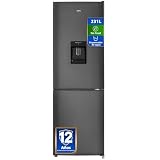 CHiQ 231L Frigorífico Combi NoFrost Negro (FBM228NE4DE) | Dispensador de Agua, Congelador 4 Estrellas, Enfriamiento Rápido, Puerta Reversible, Cajones de Fruta