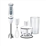 Braun MultiQuick 5 - Minipimer de 1000W con Picadora de 500ml Blanco | Batidora de Mano, PowerBell Plus, 21 Velocidades + Turbo, Splash Control, Vaso Medidor de 600 Ml, Sistema EasyClick, MQ5235WH