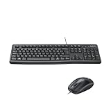 Logitech MK120 Combo con Teclado y Ratón con Cable - QWERTY Español | Para Windows, combo teclado completo y ratón óptico con cable, USB Plug-and-Play, PC/Portátil - Negro