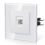 BSEED Toma de red CAT6 simple Con Cristal,Enchufe Pared con Garfio,E-Series,Una CAT6,86mm Blanco