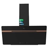 Cecotec Campana Extractora Decorativa 90 cm Bolero Flux DT 907500 Matt Black A+++. Cristal Mate y Brillante con Detalles en Cobre, Succión 717,2 m³/h, Función Booster, Filtros de Aluminio, Clase A+++