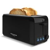 Taurus Amazing - Tostadora TO3000 1450W, 2 ranuras extra largas y extra anchas, 6 niveles tostado, 3 funciones extra, Sistema auto-centrado, Bandeja recogemigas, Base antideslizante, Negro