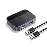 UGREEN KVM 5Gbps Switch USB 3.0 2 Entradas 2 Salidas Conmutador | Doble PC Comparten Dos Dispositivos, Aluminio, para Teclado, Ratón, Disco Duro Externo, Impresora, Escáner, Cables 3.0 Inclui