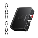 UGREEN LDAC Receptor Bluetooth 6.0 Jack 3.5mm Audio Bluetooth 2RCA HiFi | Doble Conexión Baja Latencia Inalámbrico Compatible con Teléfono Tablet Altavoz Amplificador 10H de Autonomía