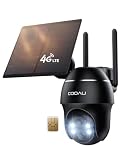 COOAU 4G LTE Cámara Vigilancia Exterior Solar con Tarjeta Sim,4 LED,Negro