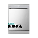 Hisense HS673A90X - Lavavajillas 60cm, Libre Instalación, 16 Serv. | AlxAnxFn 84,6x59,9x59,8cm, Inox, WiFi, Inverter, Tercera Bandeja, 1/2 Carga (Auto), Lavado Rápido 15', Prog. Auto
