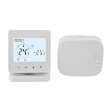 Termostato inalámbrico con receptor remoto para calefacción de agua de caldera de gas, montaje en pared o sobremesa, compatible con USB y fuente de alimentación de batería (sin WIFI)