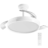 LEDUNI Ventilador con Luz 72W 7590lm Ventilador Invisible Ultra Silencioso con Mando a Distancia y Palas Retráctiles Decoración Luz Fría/Neutra/Cálida Interiores (Blanco Liso)