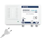EDISION CAM-100 Amplificador Antena TV, Central Banda Ancha, 1UHF, 18-34db Ajustable, 115dBmV, para Digitale Terrestre DVB-T/T2, con Filtro 5G LTE, UHF 470-694Mhz