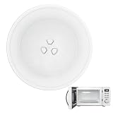 Plato microondas universal cristal 24,5 cm, plato giratorio microondas repuesto con 3 fijadores integrados, platos cristal microondas con soporte giratorio compatible con base circular(16–19 cm)