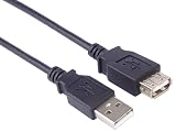 PremiumCord Cable de Extensión USB 2.0 de 2m, Cable de Datos de Alta Velocidad Hasta 480Mbit/s, Cable de Carga, USB 2.0 Tipo a Hembra A Macho, 2x Apantallados, Color Negro, Longitud 2m