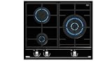 Teka Placa de Gas Natural 60 cm, CristalGas, Exact Flame con 3 Quemadores y Mandos Frontales Ergonómicos, Modelo GZC 63310